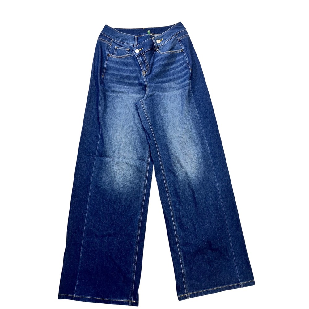 Halara Flex Asymmetric Crisscross Waist Wide Leg Denim Jeans Medium Wash Size M - Picture 2 of 11